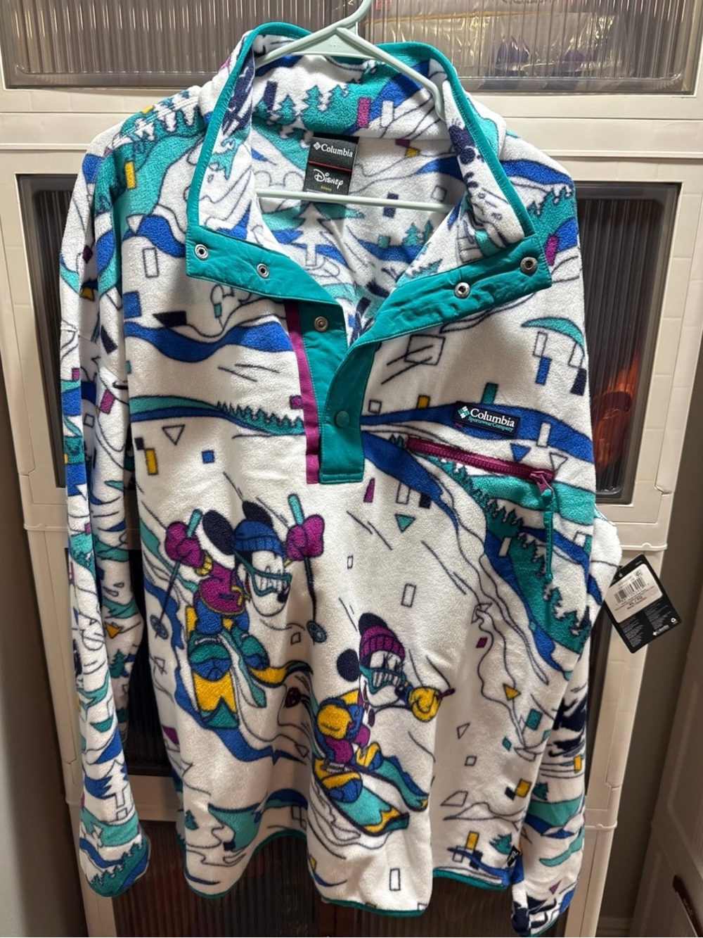 Columbia Disney Fleece Pullover - Teal, Blue, Purple & White